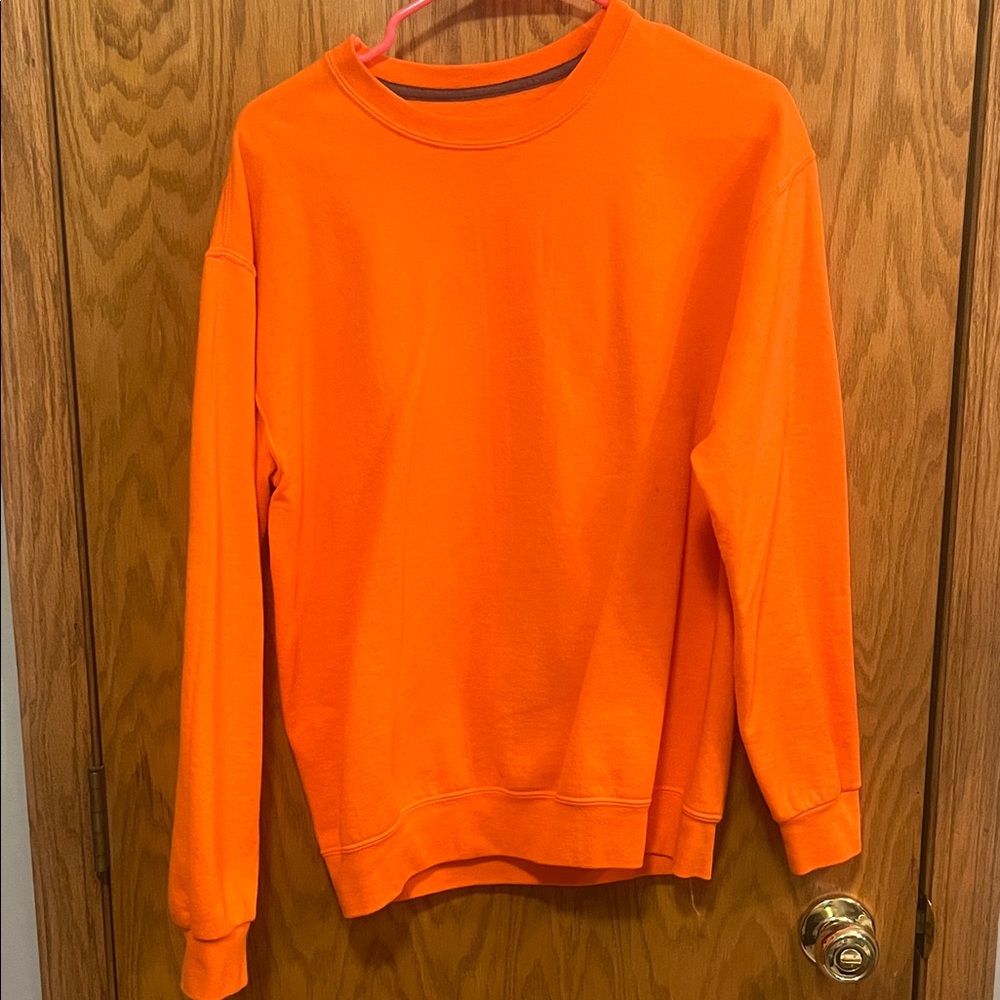 Athletic Works Men's Bright Orange Crewneck Sweater